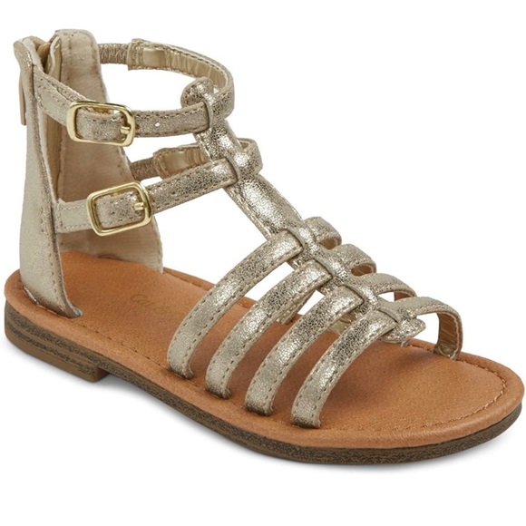 Cat & Jack Toddler Girls' Taylor Classic Gladiator Sandals Gold size 9 - Picture 2 of 12